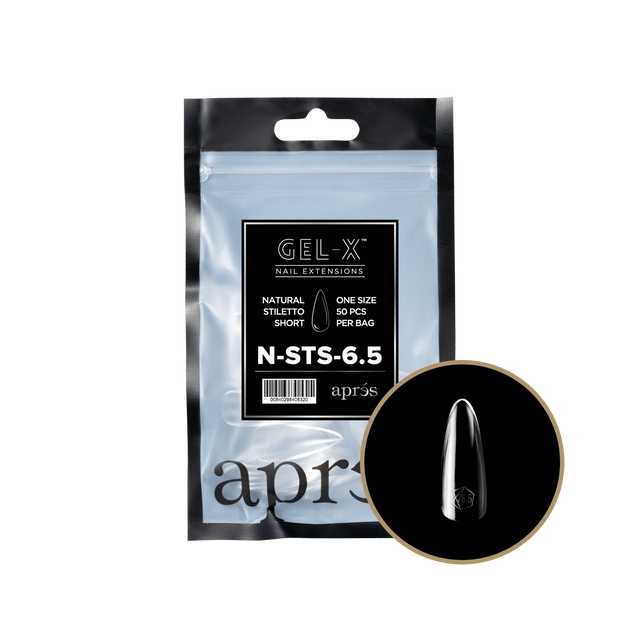 Apres Gel-X Refill Tips Natural Stiletto Short - Size 6.5, 50 pcs.