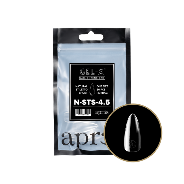 Apres Gel-X Refill Tips Natural Stiletto Short - Size 4.5, 50 pcs.