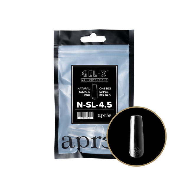 Apres Gel-X Refill Tips Natural Square Long - Size 4.5, 50 pcs.