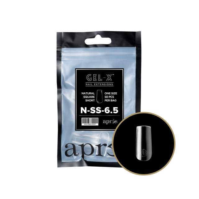 Apres Gel-X Refill Tips Natural Square Short - Size 6.5, 50 pcs.