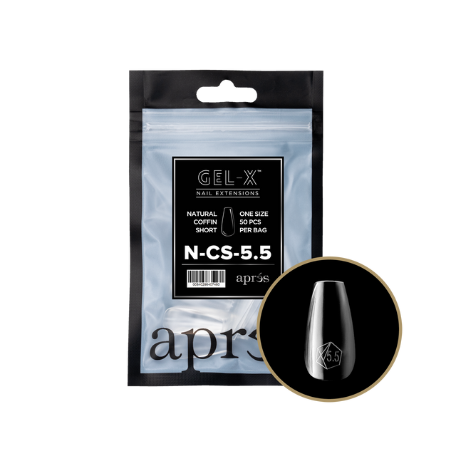 Apres Gel-X Refill Tips Natural Coffin Short - Size 5.5, 50 pcs.