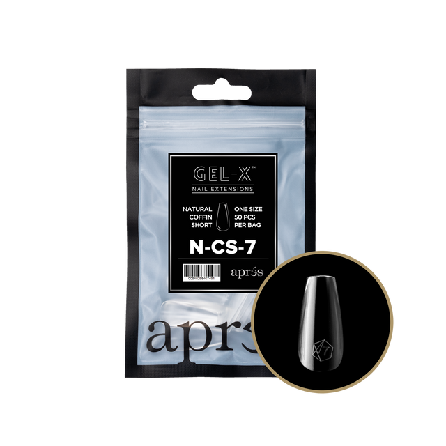 Apres Gel-X Refill Tips Natural Coffin Short - Size 07, 50 pcs.