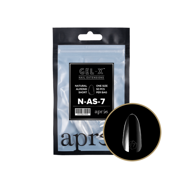 Apres Gel-X Refill Tips Natural Almond Short - Size 7, 50 pcs.