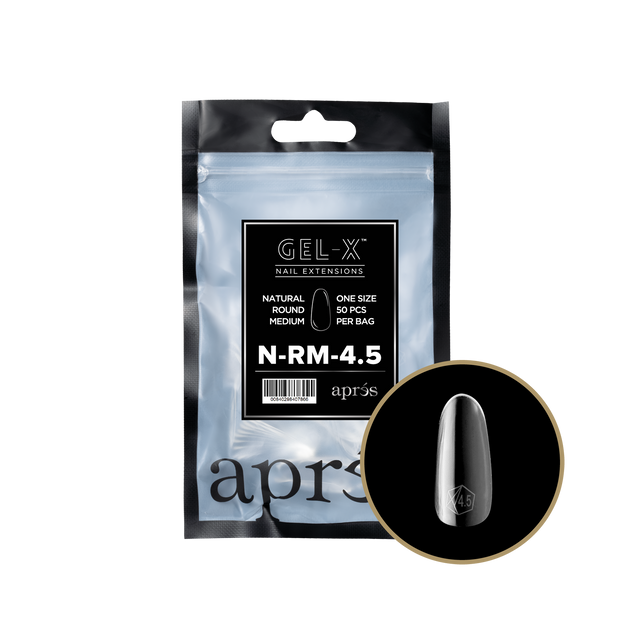 Apres Gel-X Refill Tips Natural Round Medium - Size 4.5, 50 pcs.