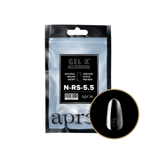 Apres Gel-X Refill Tips Natural Round Short - Size 5.5, 50 pcs.