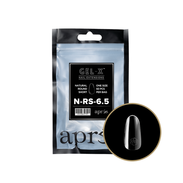 Apres Gel-X Refill Tips Natural Round Short - Size 6.5, 50 pcs.
