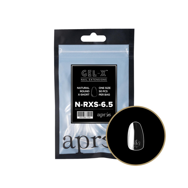 Apres Gel-X Refill Tips Natural Round Extra Short - Size 6.5, 50 pcs.