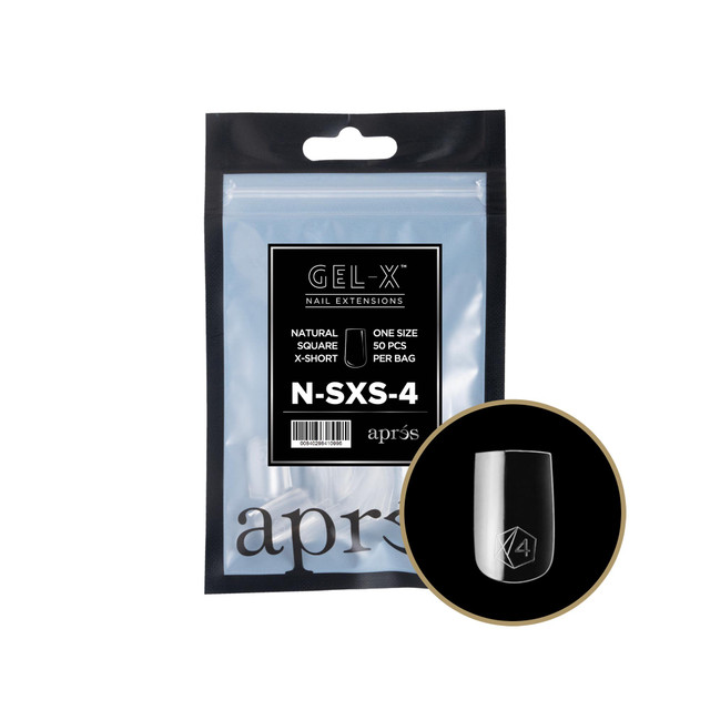 Apres Gel-X Refill Tips Natural Square Extra Short - Size 04, 50 pcs.