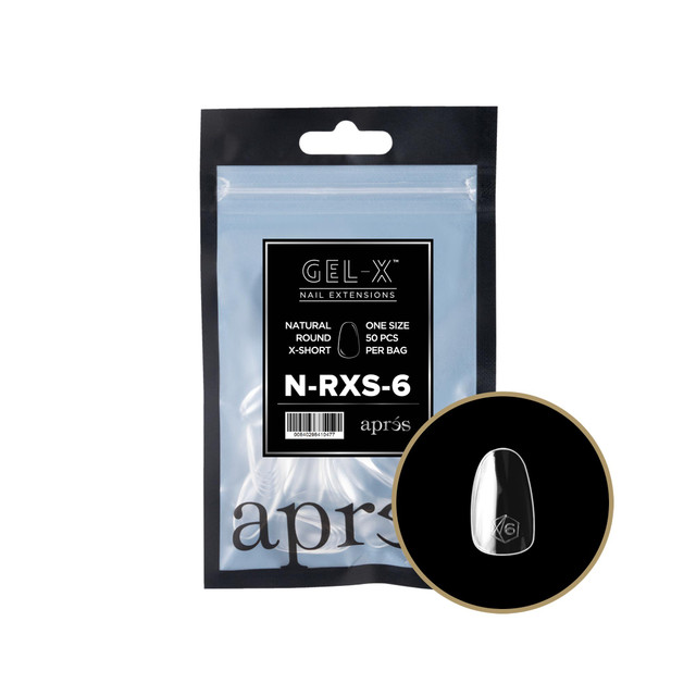 Apres Gel-X Refill Tips Natural Round Extra Short - Size 06, 50 pcs.