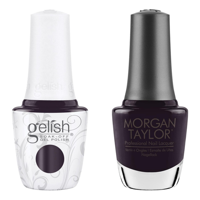 Gelish "A Hundred Present Yes" Duo, Purple Charcoal Creme - Includes Gel Polish and Lacquer
