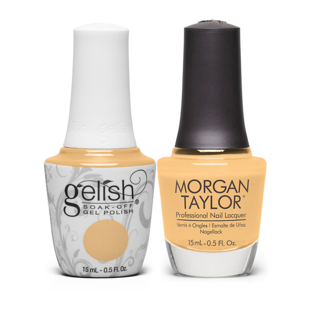 Gelish "Sunny Daze Ahead" Duo - Includes Gel Polish and Lacquer- Pale Yellow Creme
