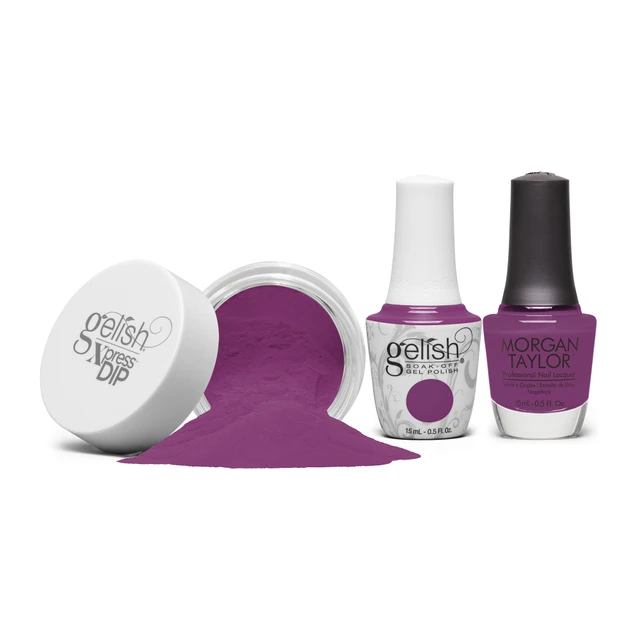 Gelish "Very Berry Clean" Trio - Includes Gel Polish, Lacquer and Dip - Purple Grape Creme