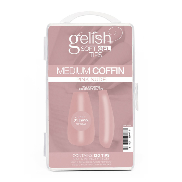 Gelish Soft Gel Tips, Pink Nude Medium Coffin, 120 ct.