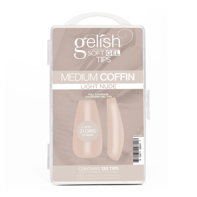 Gelish Soft Gel Tips, Light Nude Medium Coffin, 120 ct.