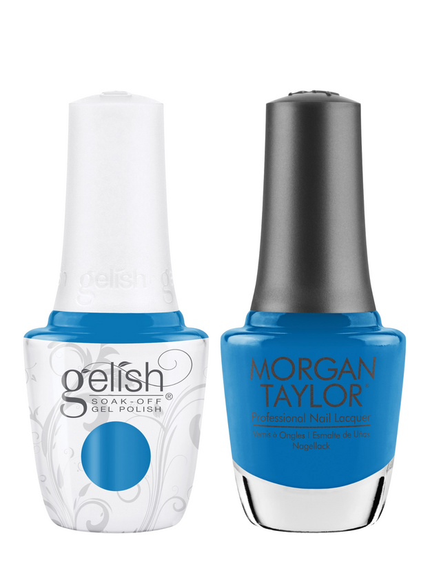 Gelish "I Was Framed" Duo, Cerulean Blue Creme - Includes Gel polish and Lacquer