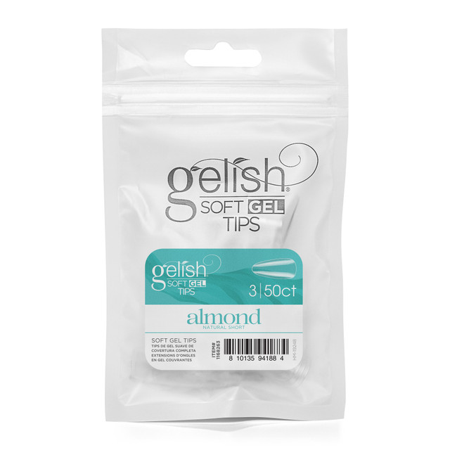 Gelish Soft Gel Tips, Short Almond Size 3, 50 Ct. Refill