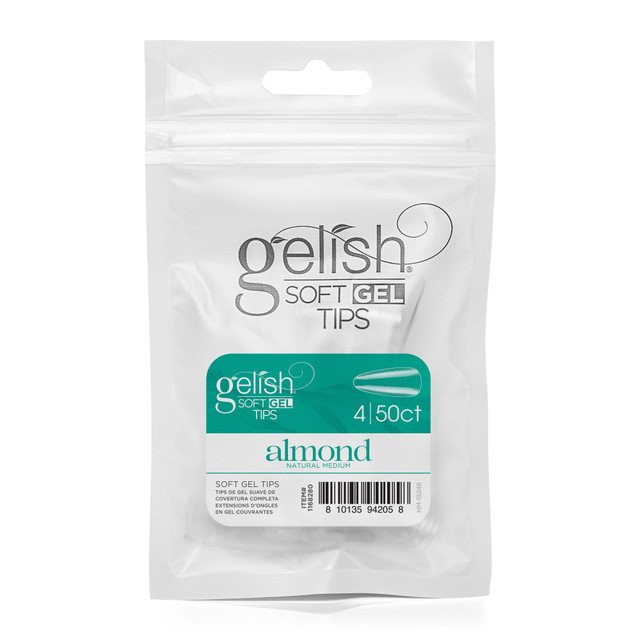 Gelish Soft Gel Tips. Medium Almond Size 4, 50 Ct. Refill