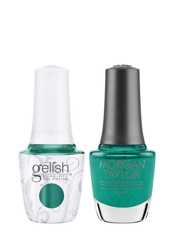 Gelish "What The Fluff?" Duo - Includes Gel Polish and Lacquer - Vibrant Teal Metallic