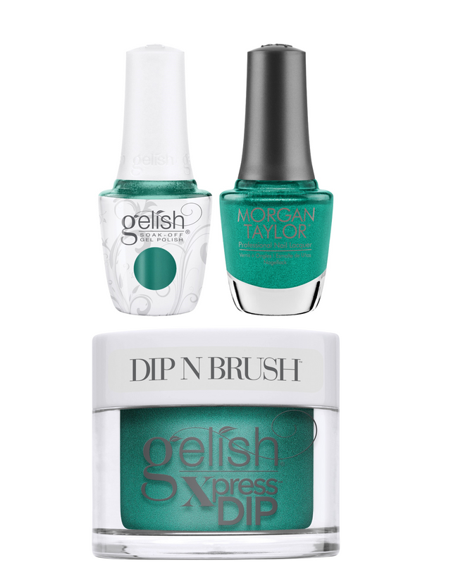 Gelish "What The Fluff?" Trio - Includes Gel Polish, Lacquer and Dip - Vibrant Teal Metallic