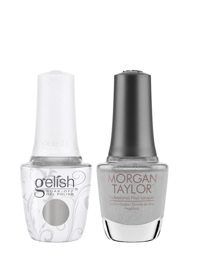 Gelish "You Sweater Believe It" Duo - Includes Gel Polish and Lacquer - Soft Silver Metallic