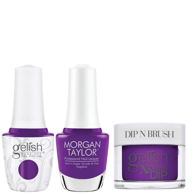 Gelish "This Is How I Roll" Trio - Includes Gel Polish, Lacquer and Dip- Bright Purple Creme