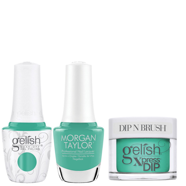 Gelish "Unwind With Me" Trio- Includes Gel Polish, Lacquer and Dip- Aquamarine Creme