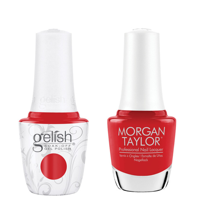 Gelish "Give It A Curl" Duo - Includes Gel Polish, and Lacquer- Bright Cherry Creme