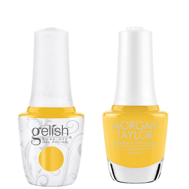 Gelish "Do The Tangle" Duo- Includes Gel Polish And Lacquer- Cyber Yellow Creme