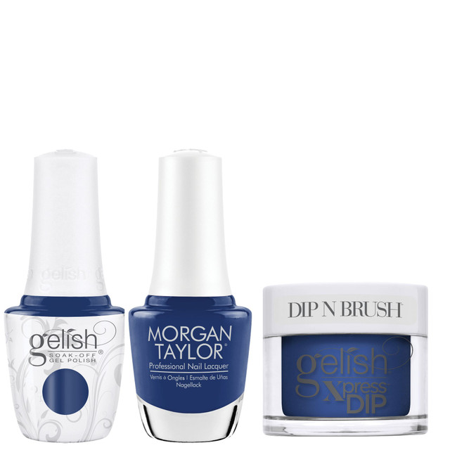Gelish "Hold Me Tighter" Trio- Includes Gel Polish, Lacquer and Dip- Indigo Blue Creme