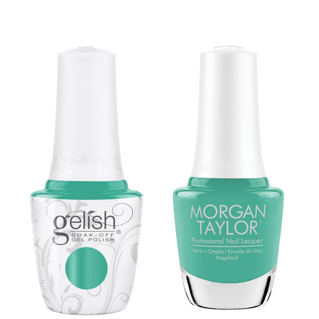 Gelish "Unwind With Me" Duo- Includes Gel Polish and Lacquer- Aquamarine Creme