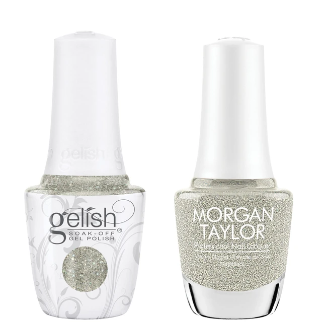 Gelish "Golden Garden Gala" Duo - Includes Gel Polish and Lacquer - Fine Gold Glitter