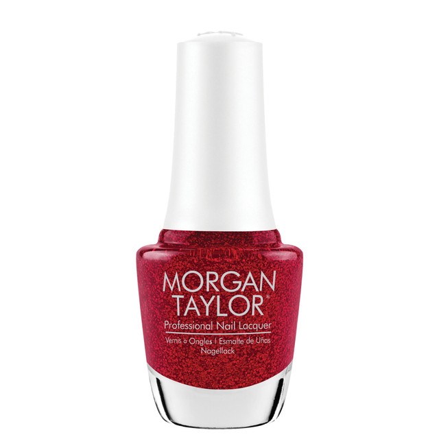 Morgan Taylor Nail Lacquer "Poinsettia Stardust", Ruby Red Glitter, 15mL |.5 fl oz - Floral Wonderland Collection