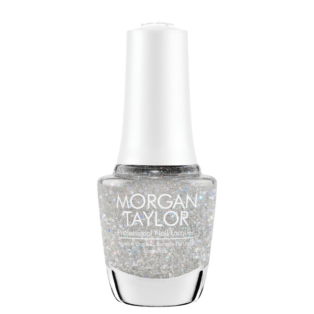 Morgan Taylor Nail Lacquer "Crystal Snowdrop", Silver Diamond Glitter, 15mL |.5 fl oz - Floral Wonderland Collection