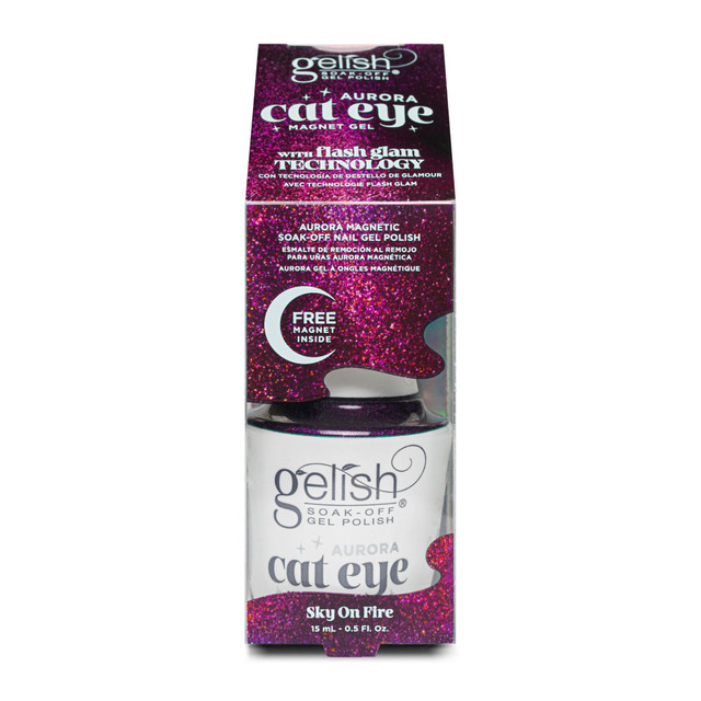 Gelish Aurora Cat Eye Magnetic Soak-Off Gel Polish "Sky On Fire", Pink Swirl Effect, 15 mL | .5fl oz - 1110564