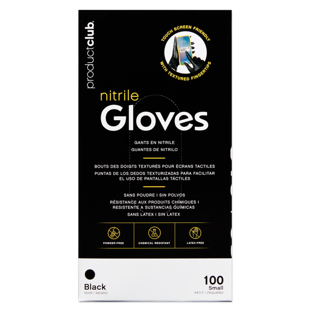 Product Club Disposable Black Nitrile Gloves, Size Small, 100 ct.