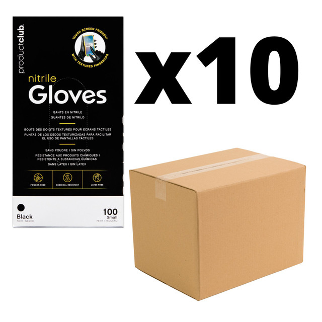 Product Club Disposable Black Nitrile Gloves, Size Small, Case Pack of 10 Boxes