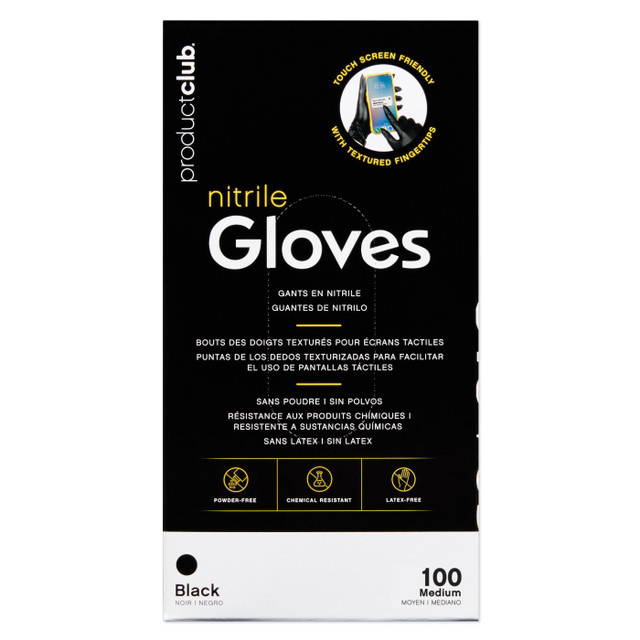 Product Club Disposable Black Nitrile Gloves, Size Medium, 100 ct.