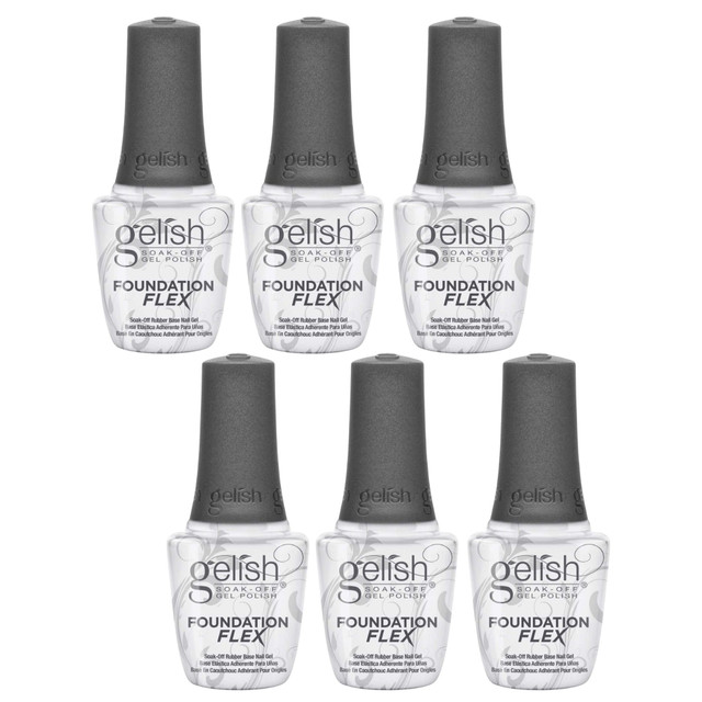 Gelish Foundation Flex Soak-Off Rubber Base Nail Gel, Clear, 15 mL | .5 fl. Oz. - Case Pack of 6
