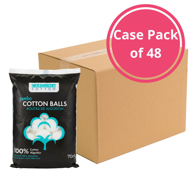 Carolina Cotton Jumbo Size Cotton Balls, 70 ct. - Case Pack of 48 Bags