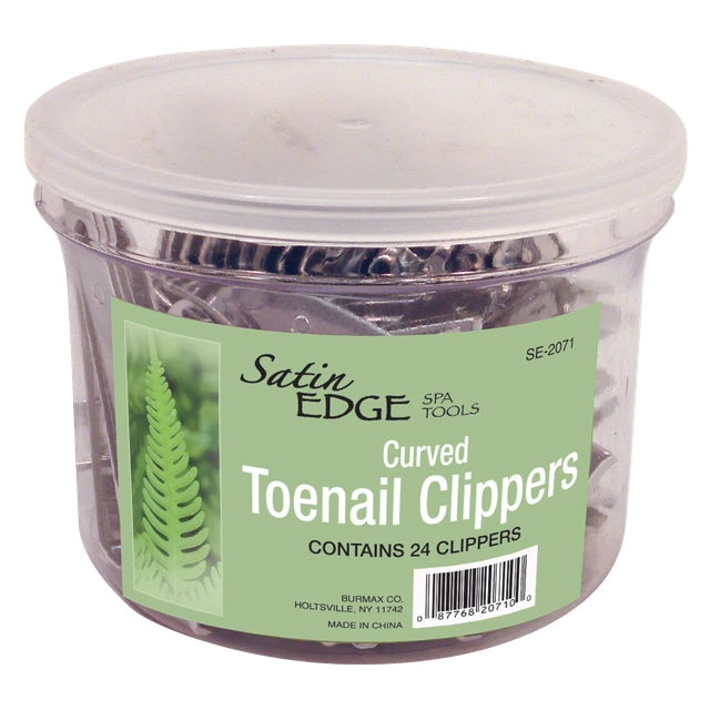 Satin Edge Toenail Clippers, Curved Blade - Container of 24