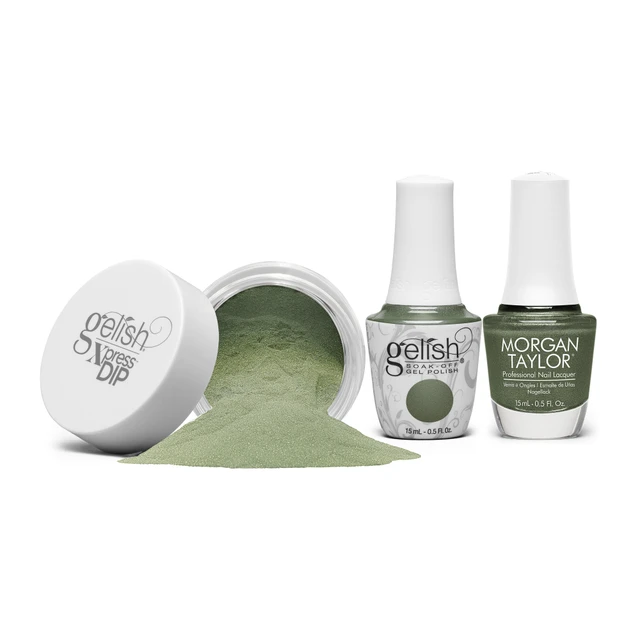 Gelish "Moss Be Great" Trio, Includes Gel Polish, Lacquer + Dip, Medium Olive Shimmer