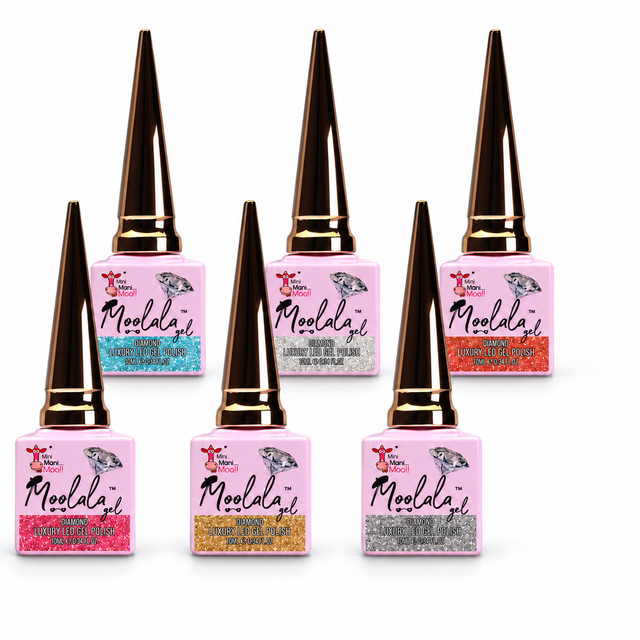 Moolala Diamond Luxury Gel Nail Polish Kit: 6-Pc Glitter Polish Set