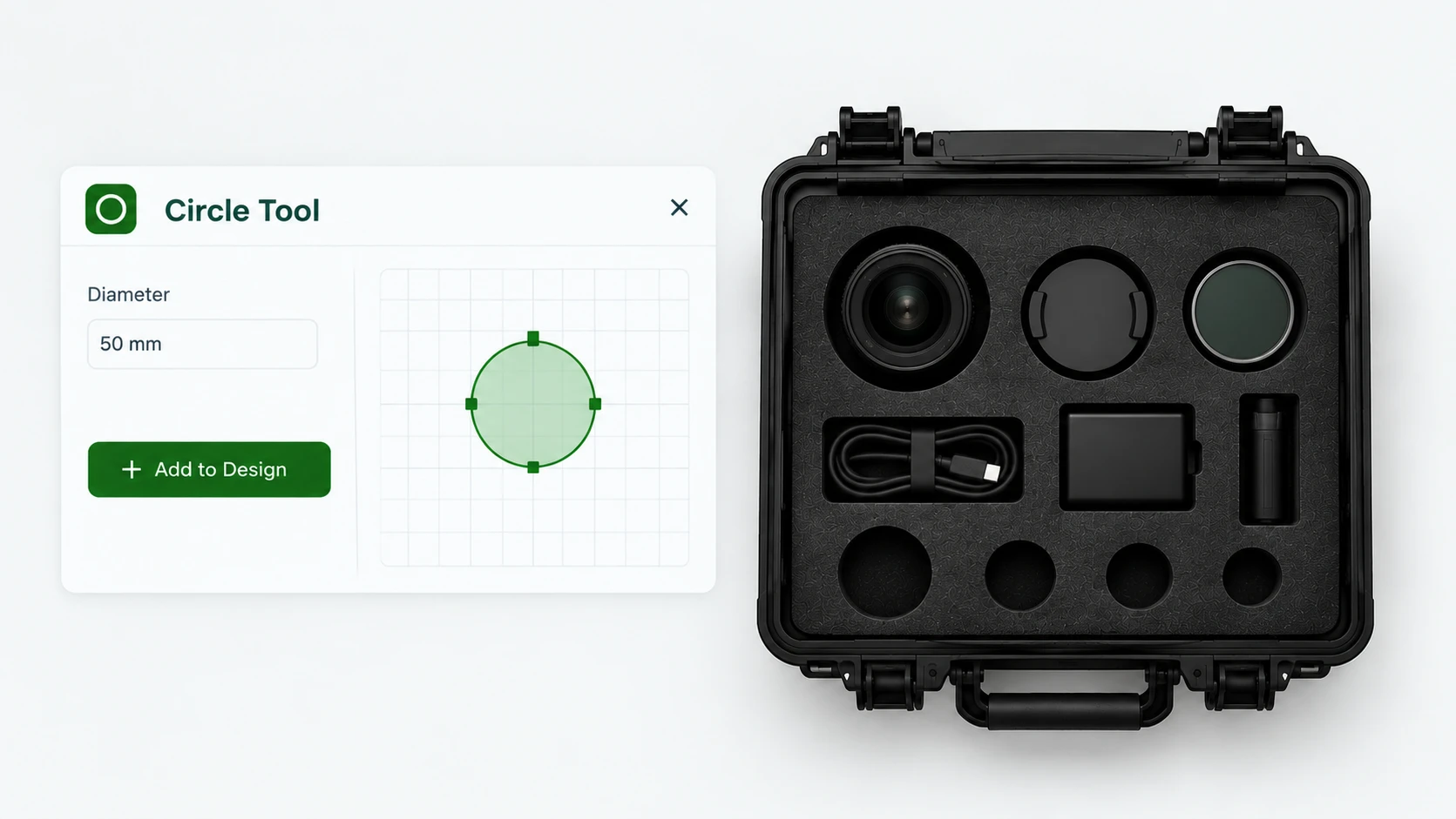 Circle tool in MyCaseBuilder