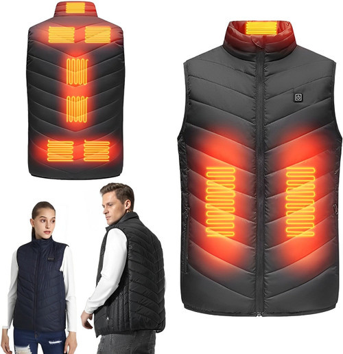 Gilet Chauffant UNBON Avec Batterie 10000mAh - 3 Niveaux De Chaleur, 5 Zones - Pour Moto, Travail Extérieur, Randonnée - Homme Et Femme