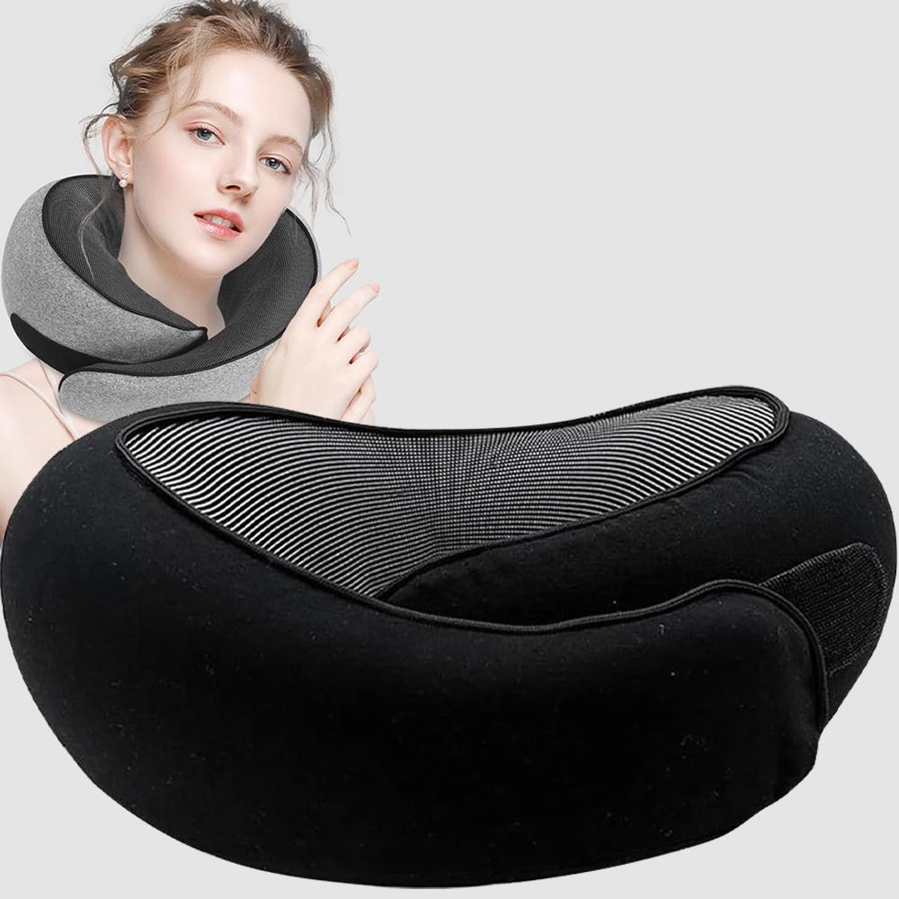 Oreiller De Voyage Remplissable – Coussin Cervical Avion, Doux, Réglable, Avec Rangement Intégré (bleu)
