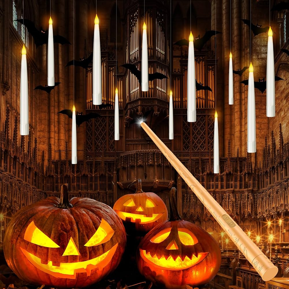Lot De 3 Bougies LED Halloween En Forme De Feuille D'érable - Sans Flamme, Piles Incluses - Décoration Effrayante Maison