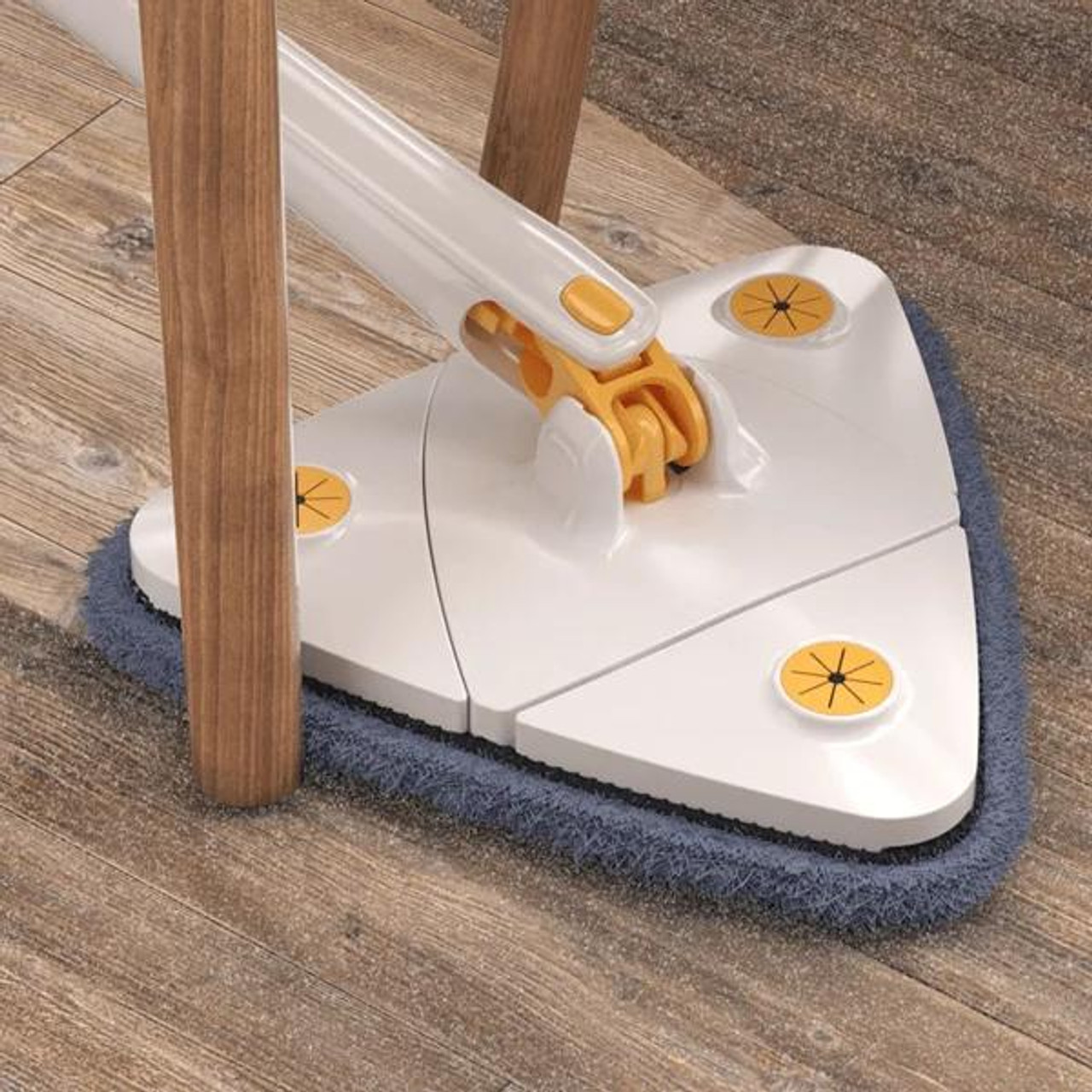 Balai de nettoyage rotatif à 360° avec eau comprimée automatique  triangulaire pour nettoyer les cuisines, murs, plafonds et coins (Bleu + 4  chiffons) : : Cuisine et Maison