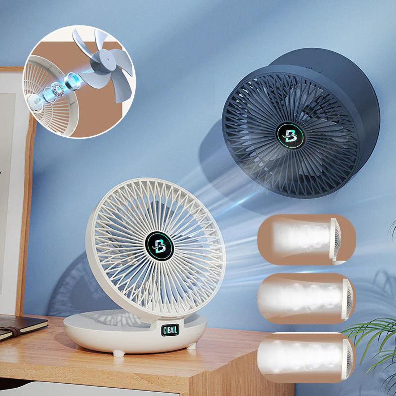 Ventilateur Portable Et Mural, Pliable Et Silencieux