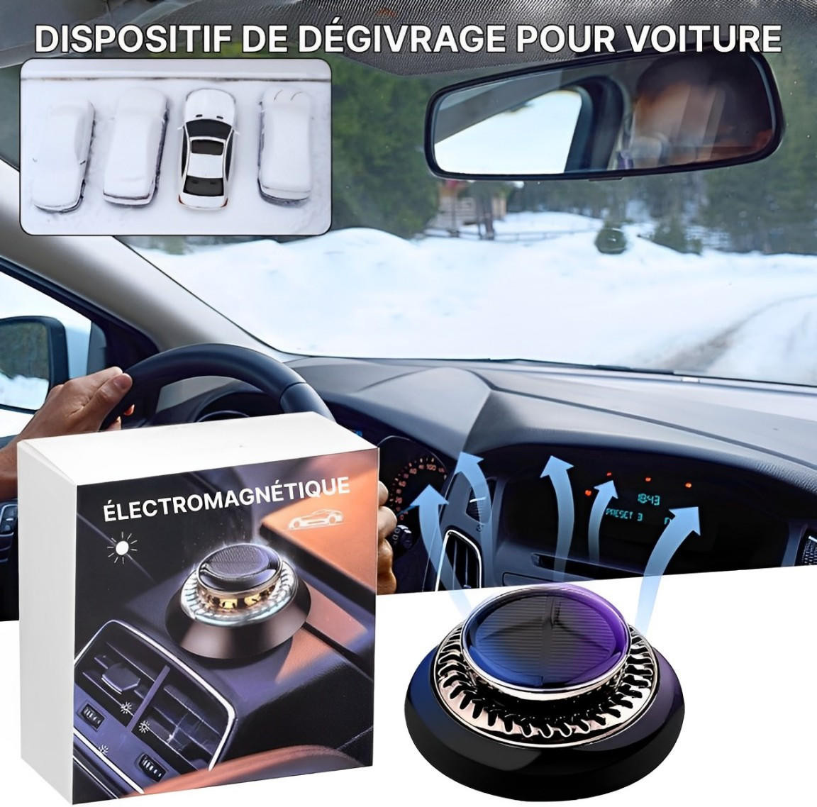 Dégivreur électromagnétique Pour Voiture Avec USB/solaire - Pour Pare-brise, Rétroviseurs, Moteur - Déneigement Rapide Sans Produits Chimiques