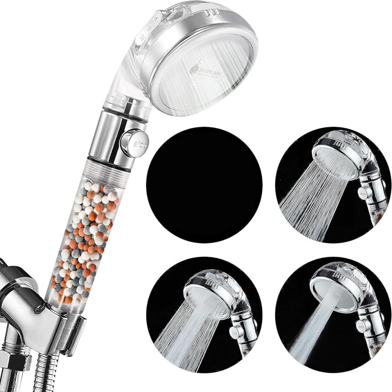 Pommeau De Douche Anti-calcaire Haute Pression | 4 Modes Jet + Filtre + Tuyau 1.5m | Économie D'eau 30% - 9